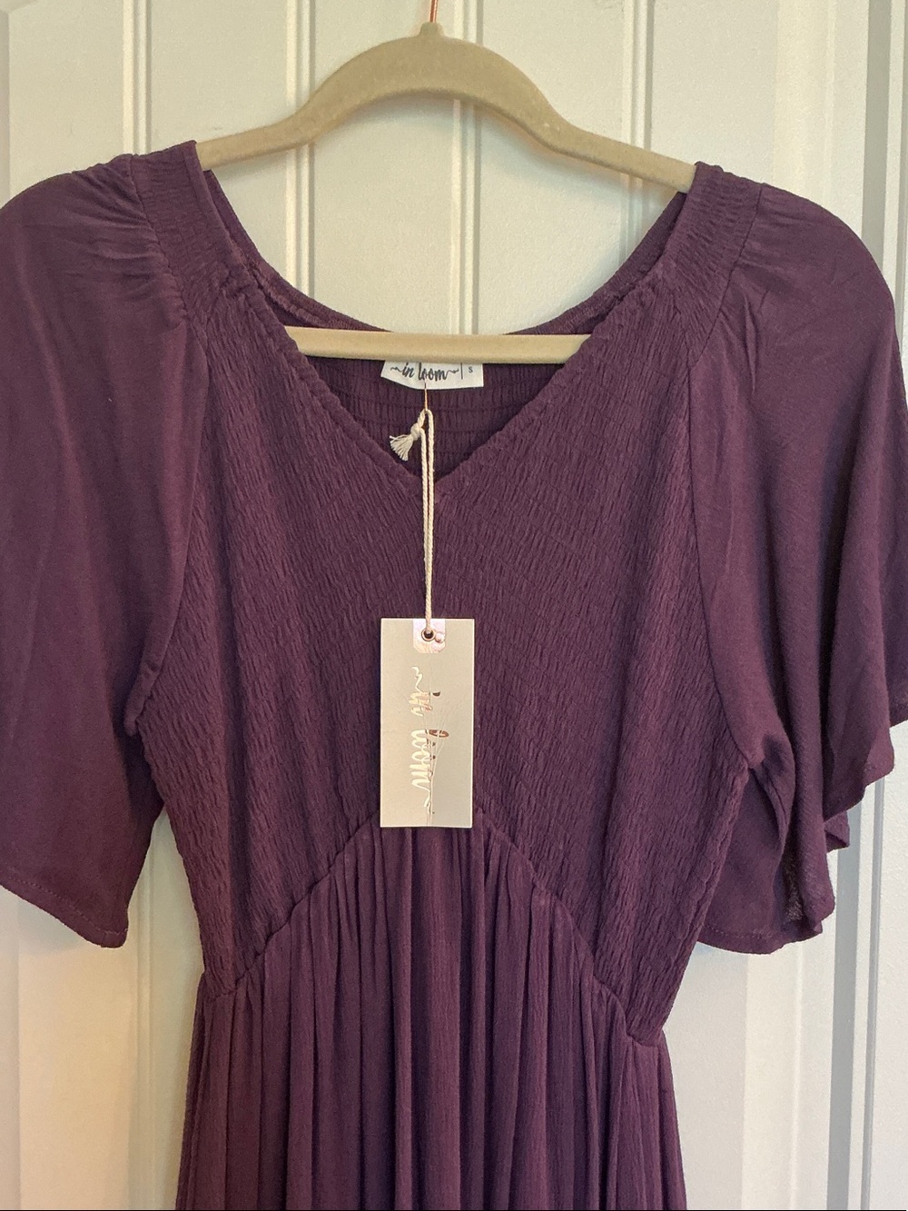 Flutter Sleeve Maxi Dress in Deep Plum - Picture 2 of 3